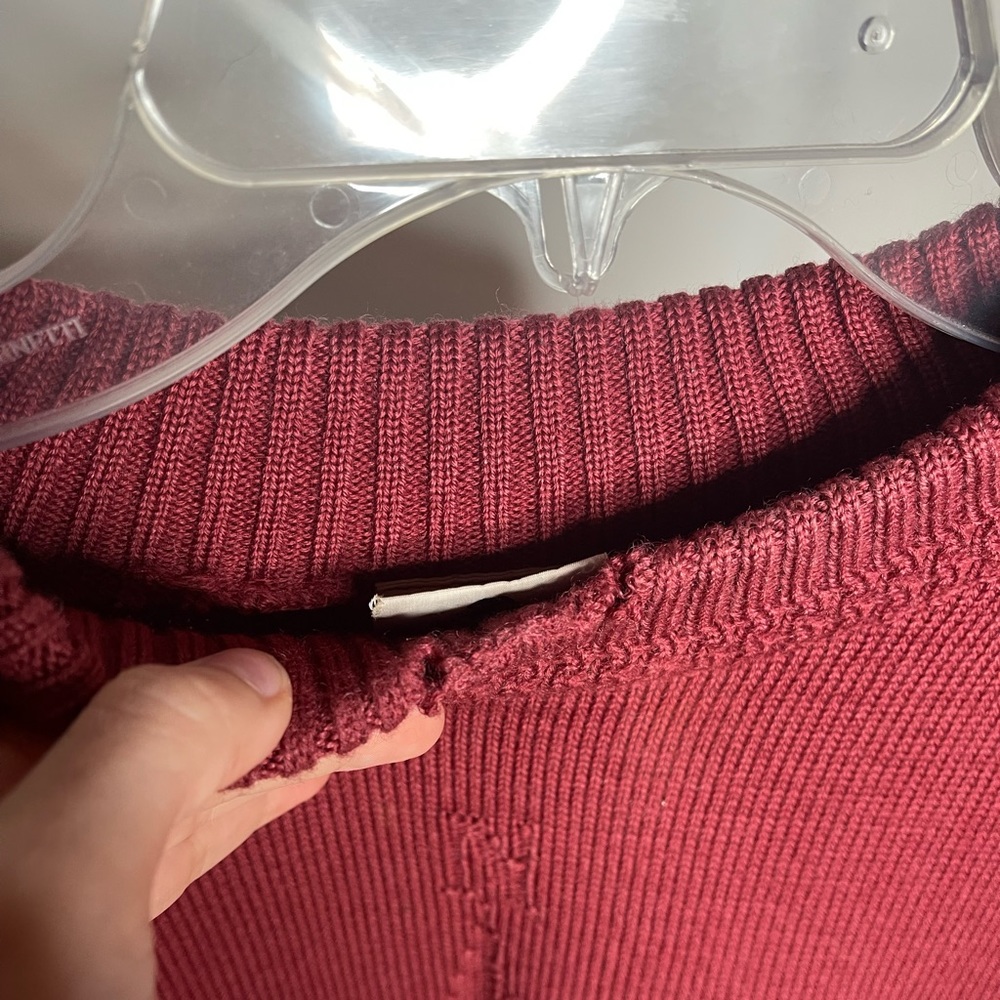 Genuine Country Road Work Wear Maroon Knit Crew Pull Over Compass Sweater Mens L - Picture 5 of 8